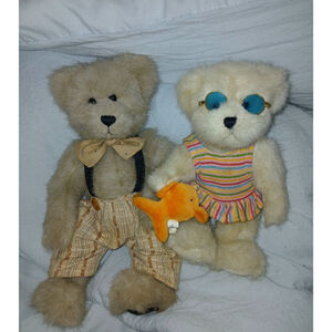 Boyd & Ganz Teddy Bears with Clothes Brown/White.